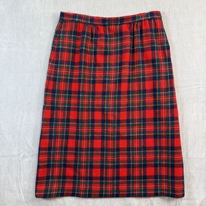 Vintage Pendleton Royal Stewart Tartan Wool Skirt 30W 27.5L Plaid Made in USA